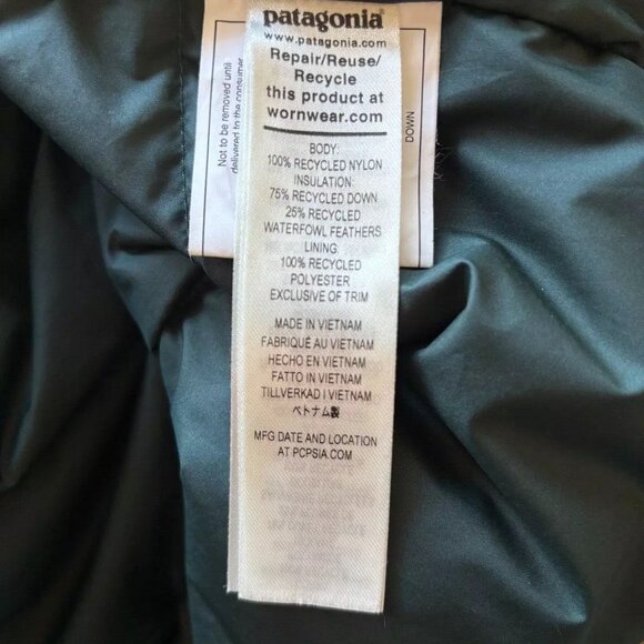 Patagonia Women's Downdrift Parka Small Full Length Hooded Down Jacket Green - Picture 6 of 7